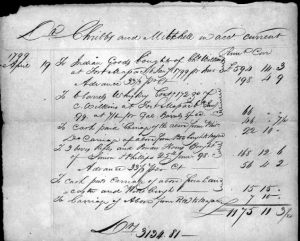 1799 account with Wilkins (Civil suit record no. 518, The Louisiana Purchase: A Heritage Explored, LOUISiana Digital Library)