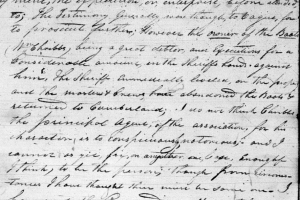 Excerpt of Jan. 24, 1807 letter from Bissell to Secretary at War describing seizure of barges (Document B201, Microfilm M221, Roll 3, National Archives and Records Administration)